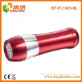 Factory Supply logo printing aluminum Material 3*aaa Battery Powered 9 led Cheap Flashlight For Outdoor and Housing